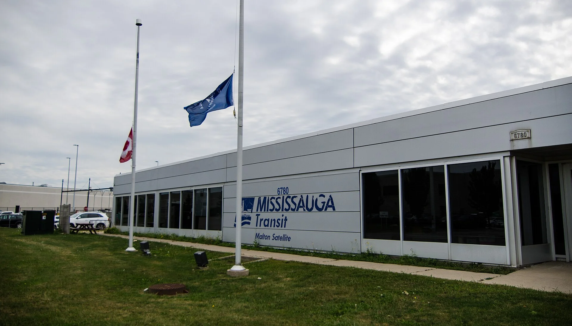 The Mississauga Transit Malton Satellite, one of MiWay's bus garages, on Professional Court