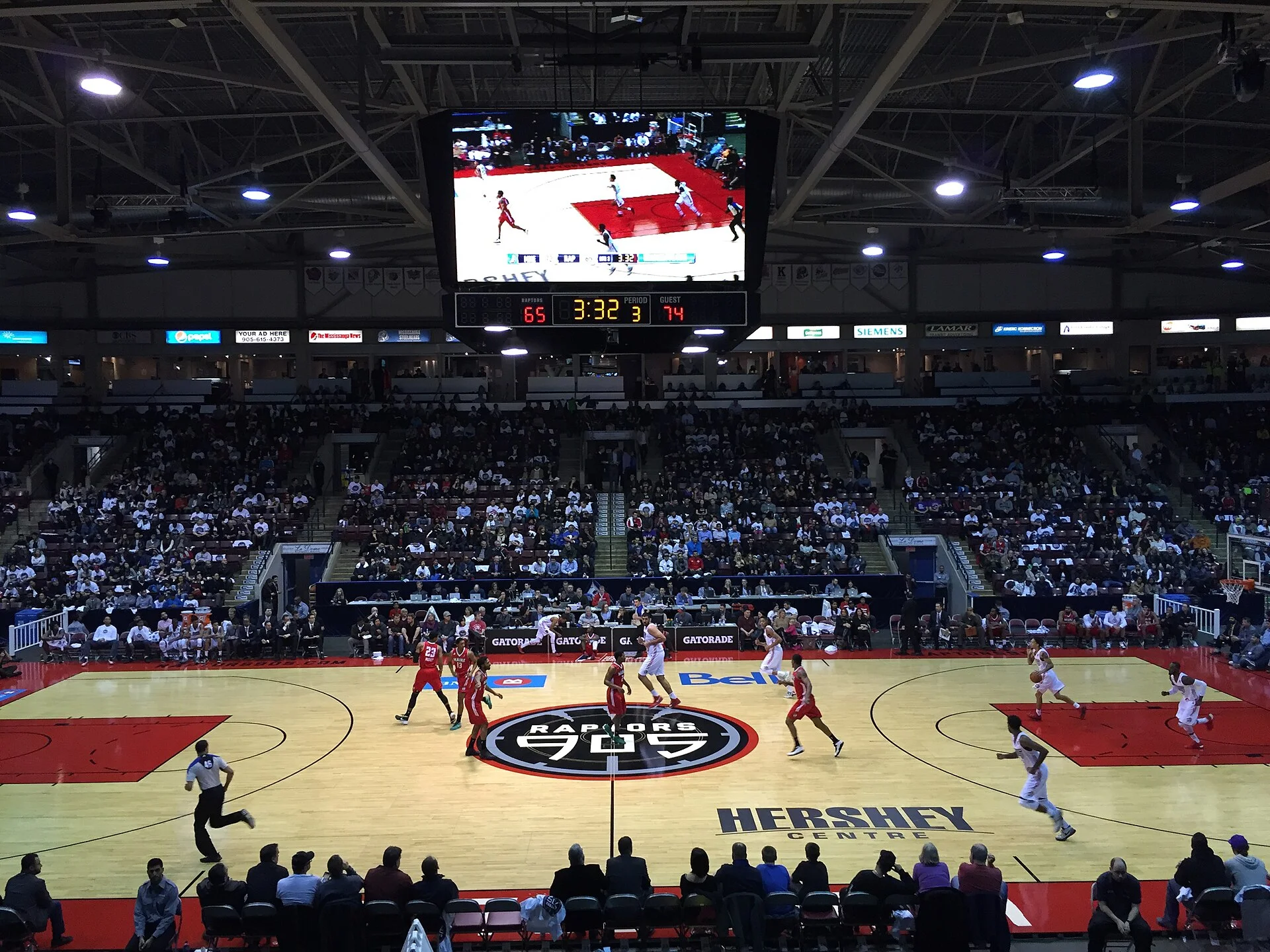 Raptors 905 play in front of a large crowd at their home arena in Mississauga, now called Paramount Fine Foods Centre