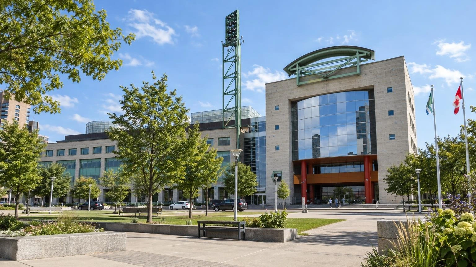 A view of Ottawa City Hall and the municipal council chamber area.
